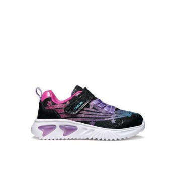 GEOX ASSISTER ΠΑΙΔΙΚΑ SNEAKERS ΑΝΑΤΟΜΙΚΑ ΜΕ ΦΩΤΑΚΙΑ ΜΑΥΡΑ  J56E9B0ASKNC0922 